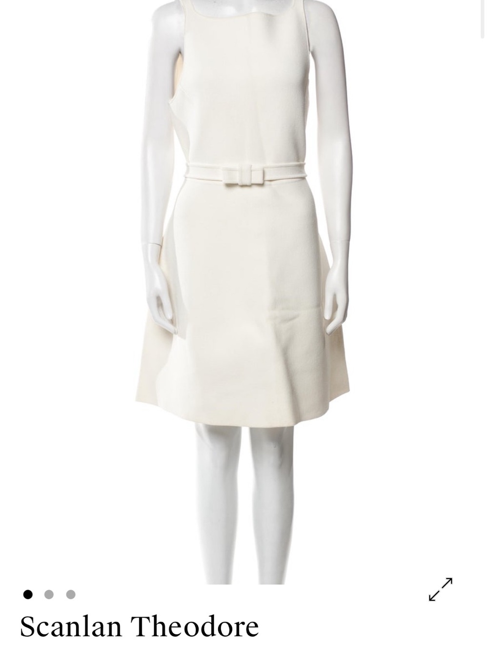 Scanlan Theodore Ivory Sleeveless Belted Mini Dress